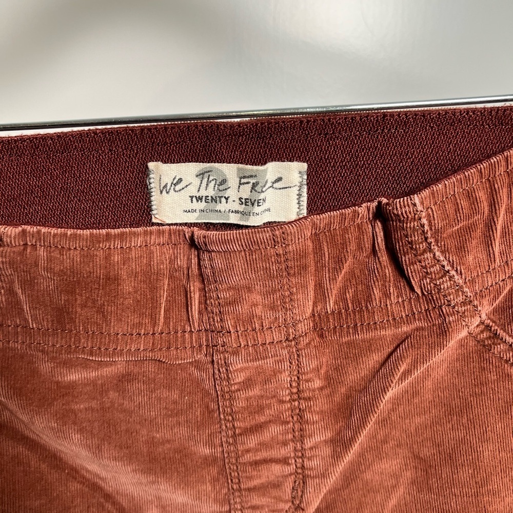 Free People Penny Pull On Mid Rise Corduroy Flare Pants Royale Garnet (27) - Picture 5 of 5